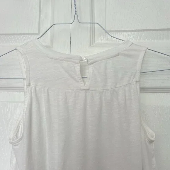 Anthropologie Womens XSP White Flowy Tank Top Sleeveless Summer 100% Cotton - Picture 3 of 7